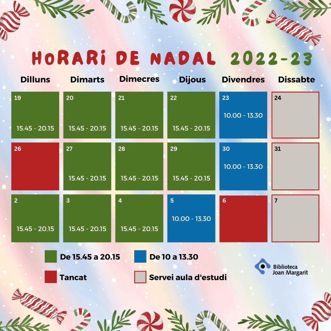 Read more about the article Horari de Nadal del servei de biblioteca