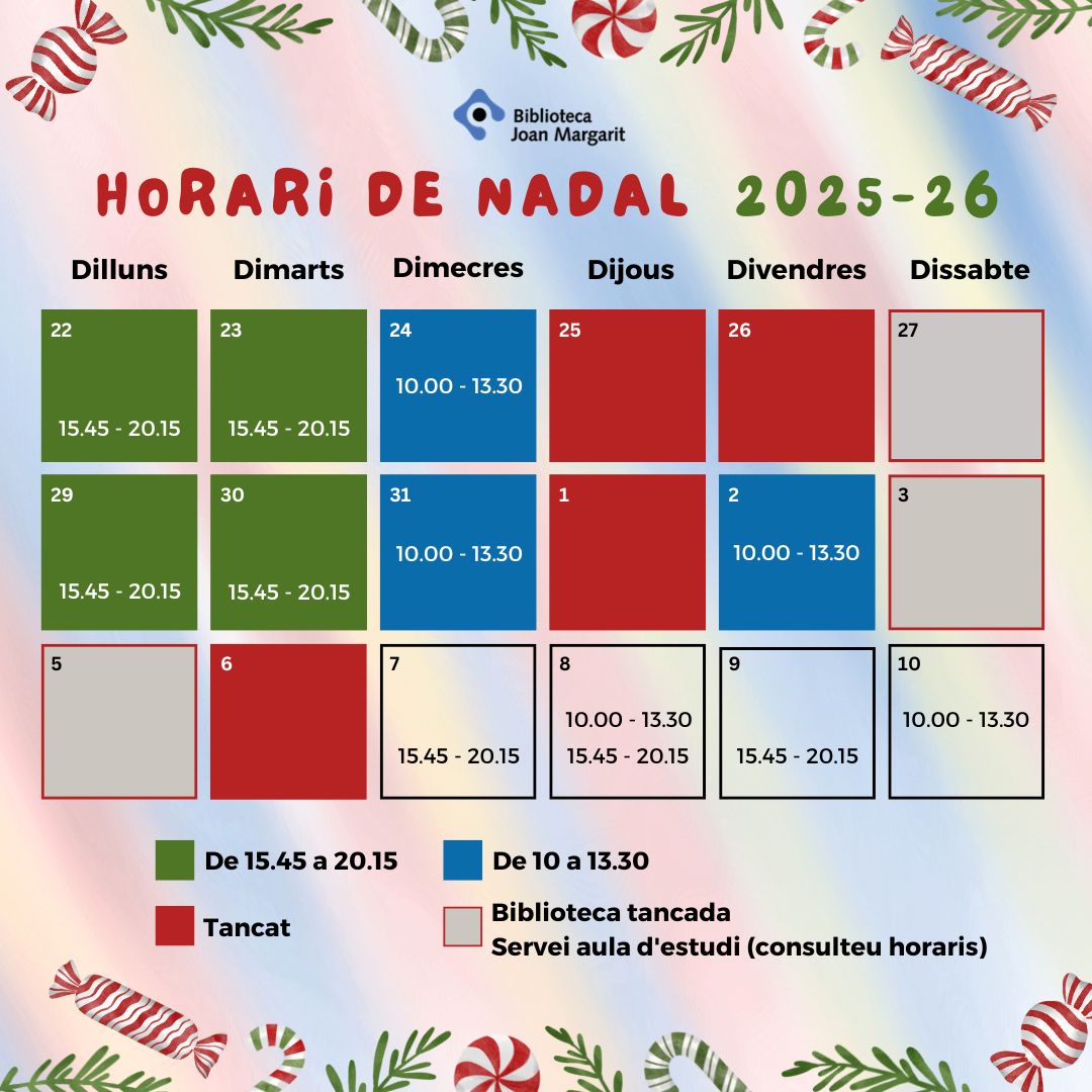 Més informació sobre l'article Horari de Nadal del servei de biblioteca